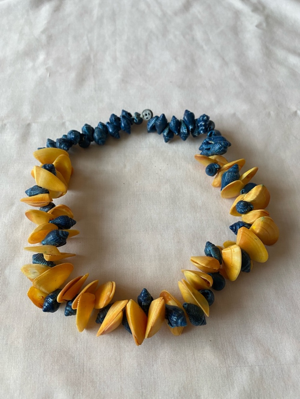 Handcrafted Yellow and Blue Shell Necklace - Women Jewelry
